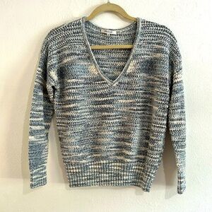 Madewell Southbrook  Blue Space Dye V Neck Open Stitch Pull Over Sweater Size XS